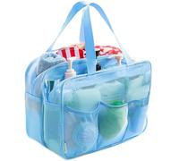 ELCUPA Large Mesh Shower Caddy with Wet & Dry Zones - Portable Hanging Toiletry Bag for College Dorm Room Essentials, Travel, Gym, Camping, Beach Tote Bag - Quick-Dry Shower Tote Organizer