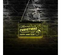 ELD 30cm*19cm Merry Christmas sign And Happy New Year LED Neon Display Wall Sign Holidays Home Decor Multi-color LED Lighting Party Home Bar Sign Light Signs