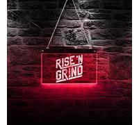 ELD 30cm*20cm Rise N Grind Workout Fitness GYM Club Custom Inspirational Quote Decor Sign Light Multi-color Change Led Acrylic Lamp Board Art Clocks Watches