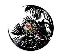 ELD 30cm Quaker Parakeet Silhouette 3D Wall Clock Modern Design Tropical Bird Parrot Vinyl Record Decorative Time Clocks Fashion Music Art Record Wall Clocks