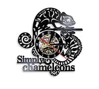 ELD 30cm Simply Chameleons Vinyl Record Wall Clock Personalized 12 Inch Quartz Wall Clock For Children Animal Retro Gift Timepiece with 7 Colors Change Friend Gifts Lamp Lights