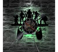 ELD Game Controller Vinyl Record Wall Clock G amer Gaming Playing Console Wall Clock Modern Design with LED Light Gift Fashion Art Wall Clocks Watches