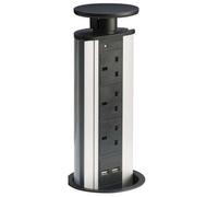 Eld Pow-2B Powerport 3 X 13A Pop Up Sockets With Twin Usb Outlets Black