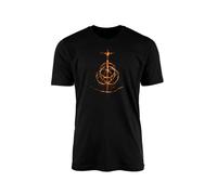 Elden Logo T-Shirt Top Tee Game Gamer Action Adventure Fantasy Role-Playing Nerd Dark Third Person Player Gameplay Console Teen Combat Magic Gifts Present (Black, XL)