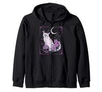 Elder Emo Cat Tarot Card Goth Emo Fan Zip Hoodie