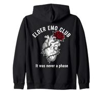 Elder Emo Club Heart Rose Gothic Humor Zip Hoodie