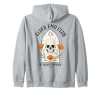 Elder Emo Club It Wasnt A Phase Gothic Skull Floral Zip Hoodie