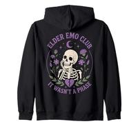 Elder Emo Club It Wasnt A Phase Skeleton Gothic Humor Zip Hoodie