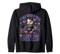 Elder Emo Duck Club Cute Goth Duck Broken Heart Punk Zip Hoodie