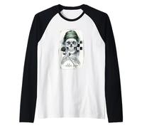 Elder Emo Skeleton with Beanie Black Rose Gothic Raglan Baseball Tee