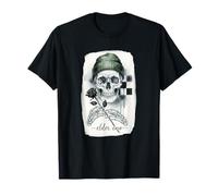 Elder Emo Skeleton with Beanie Black Rose Gothic T-Shirt