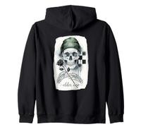 Elder Emo skeleton With Beanie Black Rose Gothic Zip Hoodie