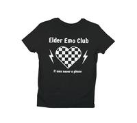 Elder Emo T-Shirt - Checkerboard Design - Unisex, 100% Cotton, Sizes S to 5XL Black
