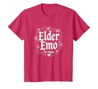 Elder Emo: The Original Gothic Nostalgia Music Lover T-Shirt, Kids, Red Heather, 10 Years