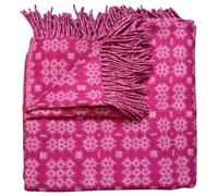 Elderberry - Pink Welsh Tapestry Woollen Throw. Traditional Carthen Welsh Blanket - Caernarfon pattern. Finished with fringing.