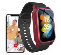 Elderly Alarm Reminder Smart Watch with SOS Emergency Button, Fall Detection Smartwatch for Seniors, Wristband Fall Alert Detection GPS Location Tracking,Red