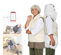 Elderly Anti-Fall Airbag Vest, Cycling Airbag Jacket for Seniors, Smart Wearable Rehabilitation Protective Gear with APP Remote Monitoring Alarm,Beige(Ms)-M
