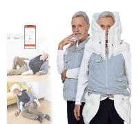 Elderly Anti-Fall Airbag Vest, Cycling Airbag Jacket for Seniors, Smart Wearable Rehabilitation Protective Gear with APP Remote Monitoring Alarm,Blue(Mr)-M