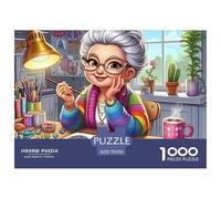 Elderly Artist Crafting 1000 Pieces Recycled Paper Puzzle for Adults -Elderly Couple Crafting Heart Educational Game Decompression Fun Present70x50cm/1000pcs