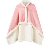 Elderly Care Shawl, Wheelchair Cloak, Winter Wheelchair Blanket Adult Fleece-Lined Wheelchair Cape, Plus Velvet Wheelchair Care Shawl, Warm Knee Blanket, Wheelchair Cosy Cover Warm Blanket,Pink