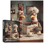 Elderly Chicken Couple 1000 Piece Jigsaw Puzzles for Adults Reading Scene Art Puzzle Colorful DIY Puzzles for Home Decoration Gifts Family Puzzle Perfect for Game Nights 20" ×27"