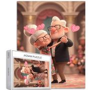 Elderly Couple Ballroom Dancing 1000 Piece Jigsaw Puzzles for Adults Romantic Ballroom Scene Art Jigsaw Puzzle Challenging Family Activity Games Colorful DIY Craft Puzzle for Home Decor Gifts 50×70cm
