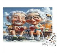 Elderly Couple Beach_5 1000 Piece Jigsaw Puzzle of Premium Cardboard Personalised Jigsaws As A Stress Relief Puzzle for Fun Activity for Home 52x38cm/1000pcs