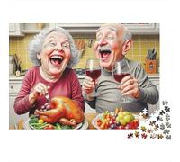 Elderly Couple Dining_1 1000 Pc Premium Cardstock Jigsaw Puzzle for Couple Partners, Concentration Puzzle, Indoor Leisure Time, Perfect Housewarming Gift 38x26cm/1000pcs