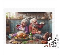 Elderly Couple Dining 1000 Pieces Puzzle Happy Meal Time Cognitive Skills Focus & Concentration Premium Cardboard for Teens 70x50cm/1000pcs