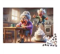 Elderly Couple Kitchen Chaos 1000 Piece Extra-Thick Cardboard DIY Jigsaw for Family Lovers, Fun Challenging Game, Beautiful Wall Decoration, for All 70x50cm/1000pcs