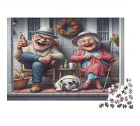 Elderly Couple Laughing Jigsaw Puzzles for Adults Interesting Puzzle Game 1000 Piece Educational Games for Adults Gifts 38x26cm/1000pcs
