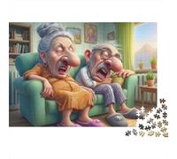 Elderly Couple Laughing Jigsaw Puzzles for Adults Interesting Puzzles 1000 Jigsaws Brain Challenge for Adults Gifts 38x26cm/1000pcs