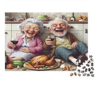 Elderly Couple Laughing Jigsaw Puzzles for Adults Interesting Puzzles 1000 Piece Brain Challenge Home Decoration Gifts 52x38cm/1000pcs