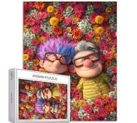 Elderly Couple Lying in Flower Field 1000 Piece Jigsaw Puzzles for Adults Romantic Scene Art Jigsaw Puzzle Colorful DIY Puzzles for Home Decoration Gifts Family Puzzle Perfect for Game Nights 50×70cm