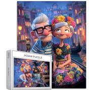 Elderly Couple on Gondola at Night 1000 Piece Jigsaw Puzzles for Adults Romantic Art Jigsaw Puzzle Challenging Family Activity Games Colorful DIY Craft Puzzle for Home Decor Gifts 20×27 Inches