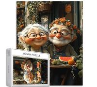 Elderly Couple on The Street 1000 Piece Jigsaw Puzzles for Adults Warm Atmosphere Art Jigsaw Challenging Family Activity Games Colorful DIY Craft Puzzle for Home Decor Gifts 20×27 Inches