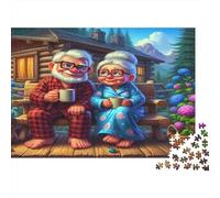 Elderly Couple Relaxing Puzzle 1000 Pieces Recycled Paper for Adults Puzzle for Adults Hard Difficult Challenging Game Fun Home Activity Great Gift Idea for Gift Giving 38x26cm/1000pcs