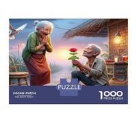 Elderly Couple Rural Sunset Scene 1000 Piece Jigsaw Puzzle Jigsaw Puzzle for Adults Paper Romantic Nostalgia Focus Family Leisure Gift 52x38cm/1000pcs