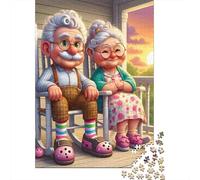 Elderly Couple Sitting 1000 Pieces Eco-Friendly Paper Puzzle Adult Hobbyists Portable Mind Decompression Hours Fun 52x38cm/1000pcs