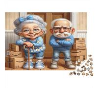 Elderly Couple with Boxes Puzzle 1000 Pieces Recycled Paper for Adults Puzzle for Adults Educational Game Challenge Fun Home Present Great Gift for Kids Age 12 Years Up 38x26cm/1000pcs