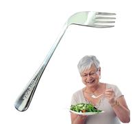 Elderly Elbow Fork Spoon - Angled Eating Utensil, Curved Self-Feeding Tool, Nursing Aid | Adaptive Cutlery for Limited Mobility, Tremors, Senior Care, Independent Living, Nursing Home,