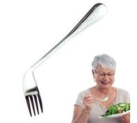 Elderly Elbow Fork Spoon, Curved Self-Feeding Utensil, Stainless Steel Nursing Spoon Fork, Comfortable Dining Aid 17×3.8cm for Seniors Elderly Patients Home Care Assisted Eating