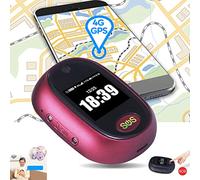 Elderly GPS Tracking Device Phone Call GPS Mini Pendant,4G Tracking Personal Locator,SOS Emergency Button,Ringtone Location,Alarm Clock,security Fence,for Elderly,Alzheimer,Red