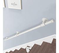 Elderly & Kids Safety Handrail White Metal Wrought Iron Stair Railing 200kg Support Complete Wall Mount Kit for Indoor/Outdoor Available in 1m to 6m (12ft/360cm)