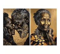 Elderly Lady & Lovers Rice Paper, A3+ 29 x 40.5cm (2 pc) - African Pair for Decoupage, Posters, Furniture, and Craft Projects by CRAFT KREATIVELY