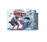 Elderly Man Doing Laundry,1500-piece puzzle,Classic Jigsaw Puzzle DIY Set Paper Toy Unique Gift Home Decor,57x87cm