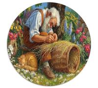 Elderly Man Weaving Basket 1000 Piece Jigsaw Puzzle Paper Adult Night View Puzzle Game for Family Home Decor Gift 1000pcs (67.5x67.5cm)