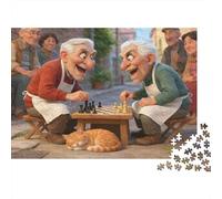 Elderly Men Playing Chess 1000pcs Jigsaw Puzzle for Adults 12+, Thick Cardboard, Elderly Chess, Educational Fun, Improves Memory & Problem-Solving, Perfect Home Decor Wall Art 52x38cm/1000pcs