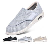 Elderly Orthopedic Shoes Adjustable Extra Wide Walking Shoes Easy on and Off for Elderly Foot Pain Relief,Walking Shoes for Women Men Memory Foam(A10223)
