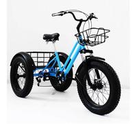 Elderly Pedal Tricycle 7-Speed Variable-Speed Bikes Foldable Aluminum Alloy Adult Walking Bicycle Easy Installation blue